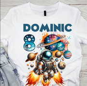 Tricou aniversar astronaut pentru copii  alb din bumbac AST1145