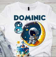 Tricou aniversar astronaut pentru copii  alb din bumbac AST1146