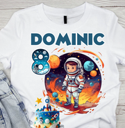 Tricou aniversar astronaut pentru copii  alb din bumbac AST1148
