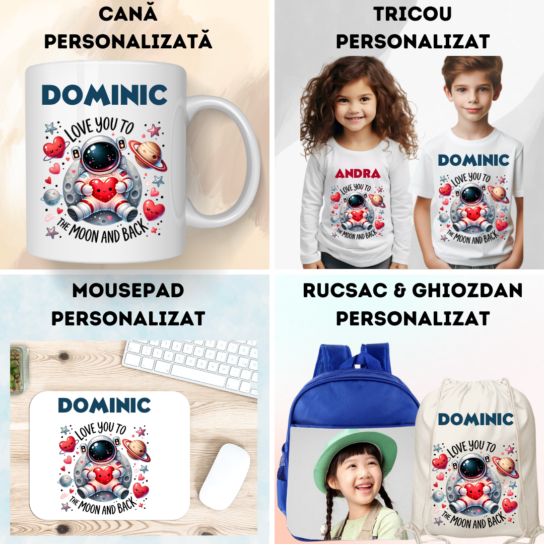 Tricou aniversar astronaut pentru copii  alb din bumbac AST1155