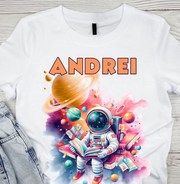 Tricou aniversar astronaut pentru copii  alb din bumbac AST1151