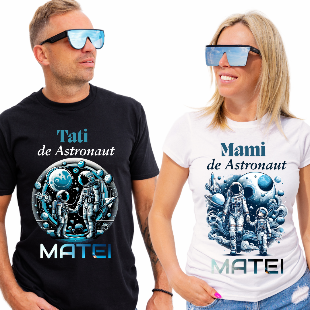 Tricou aniversar astronaut pentru copii  alb din bumbac AST1154