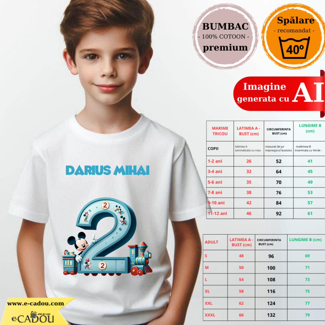 Tricou aniversar personalizat 2 ani cu Mickey Mouse  TAMM1013.4