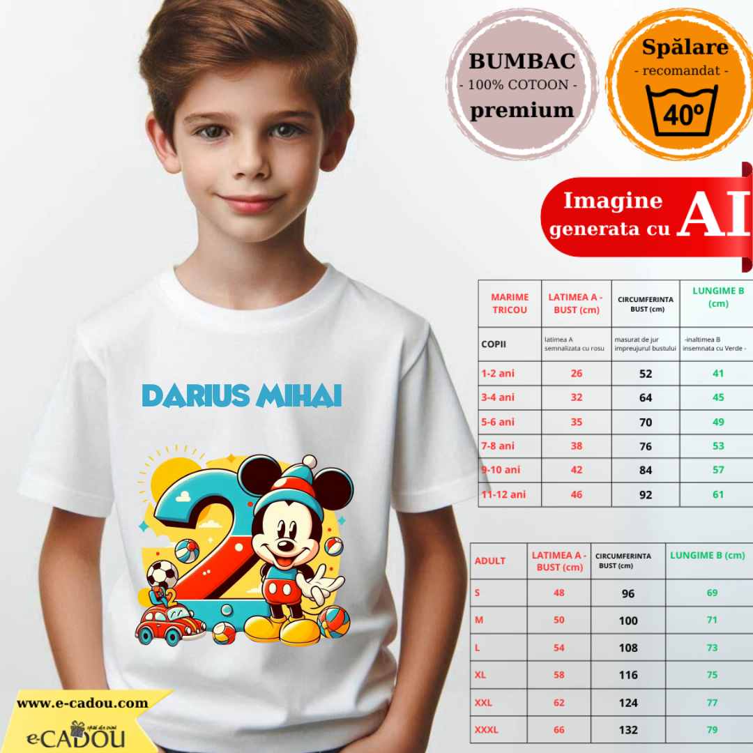 Tricou aniversar personalizat 2 ani cu Mickey Mouse  TAMM1013.5