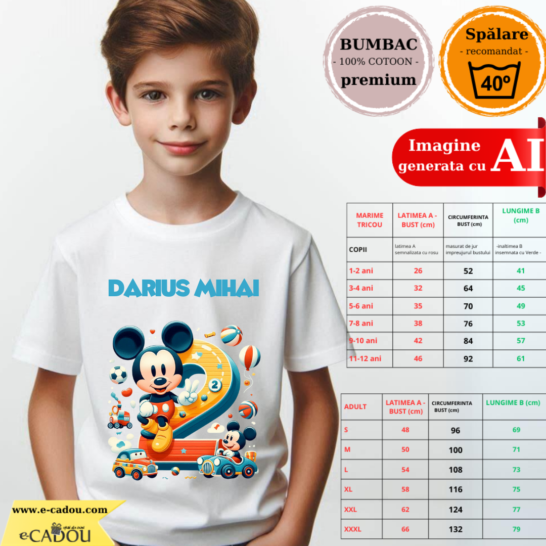 Tricou aniversar personalizat 2 ani cu Mickey Mouse  TAMM1013.6