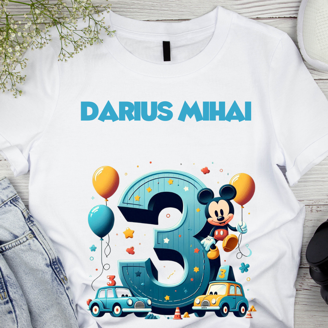 Tricou aniversar personalizat 3 ani cu Mickey Mouse  TAMM1013.7