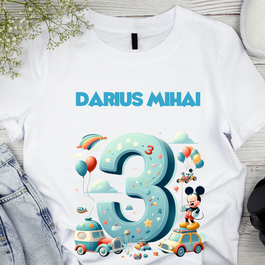 Tricou aniversar personalizat 3 ani cu Mickey Mouse  TAMM1013.8