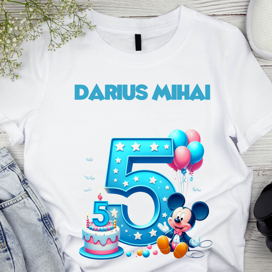 Tricou aniversar personalizat 5 ani cu Mickey Mouse  TAMM1013.11 - Copie