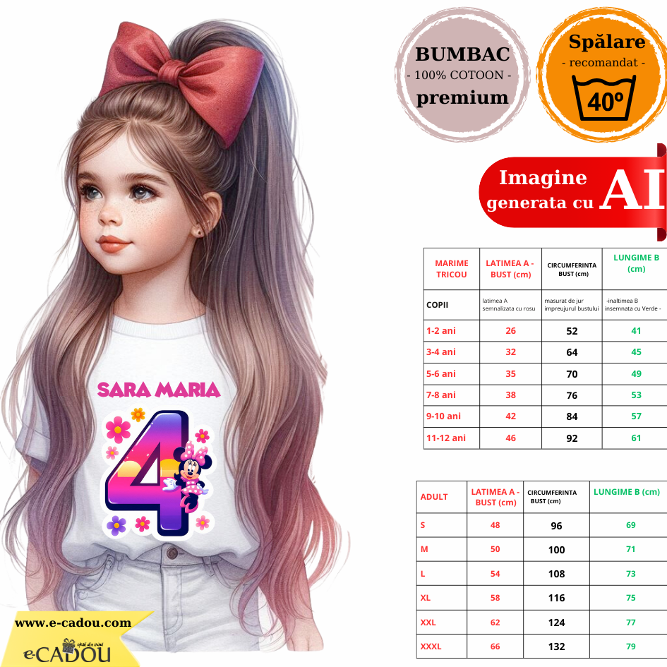 Tricou aniversar personalizat 4 ani cu Minnie Mouse  TAMM1012.9 - Copie