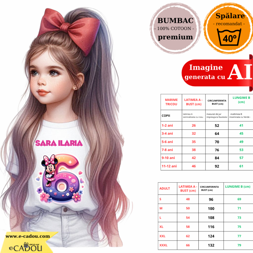 Tricou aniversar personalizat 6 ani cu Minnie Mouse  TAMM1012.10