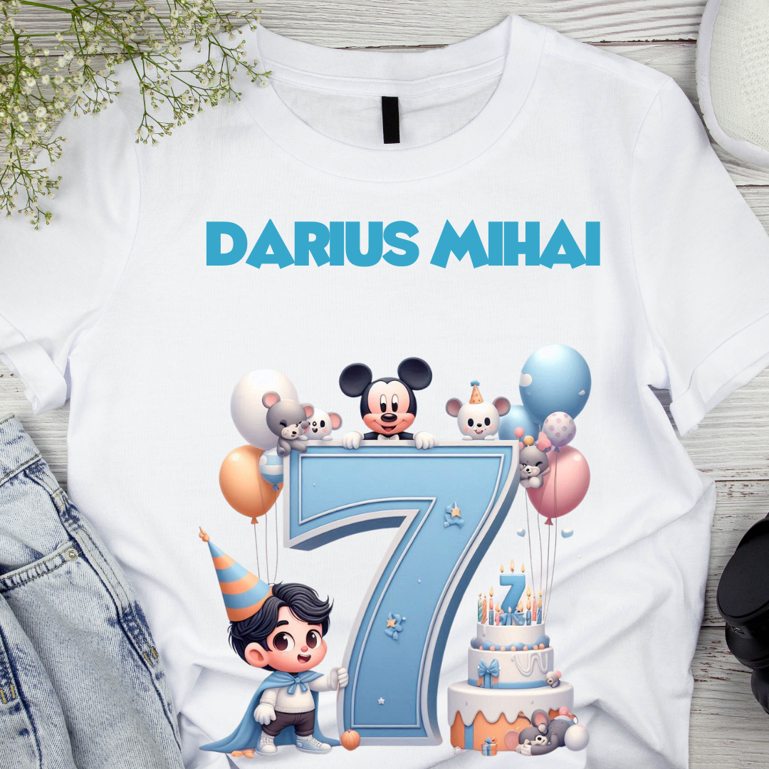 Tricou aniversar personalizat 7 ani cu Mickey Mouse  TAMM1013.14 - Copie