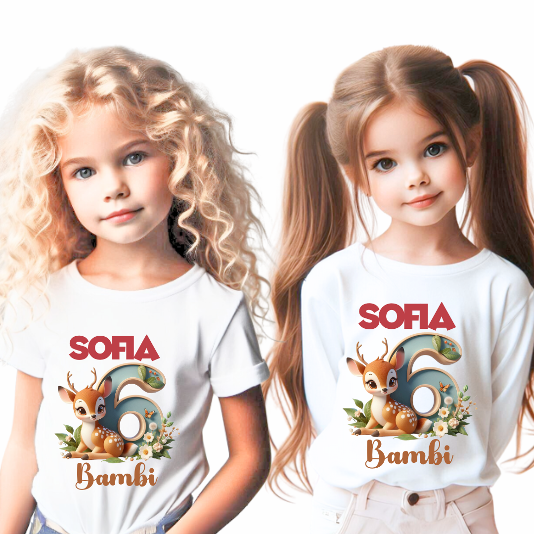 Tricou aniversar personalizat cu caprioara Bambi TAMM1015.1