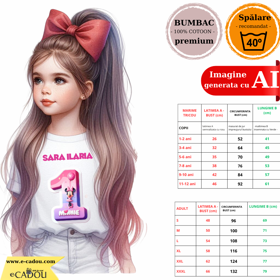 Tricou aniversar personalizat cu Minnie Mouse  TAMM1012.3