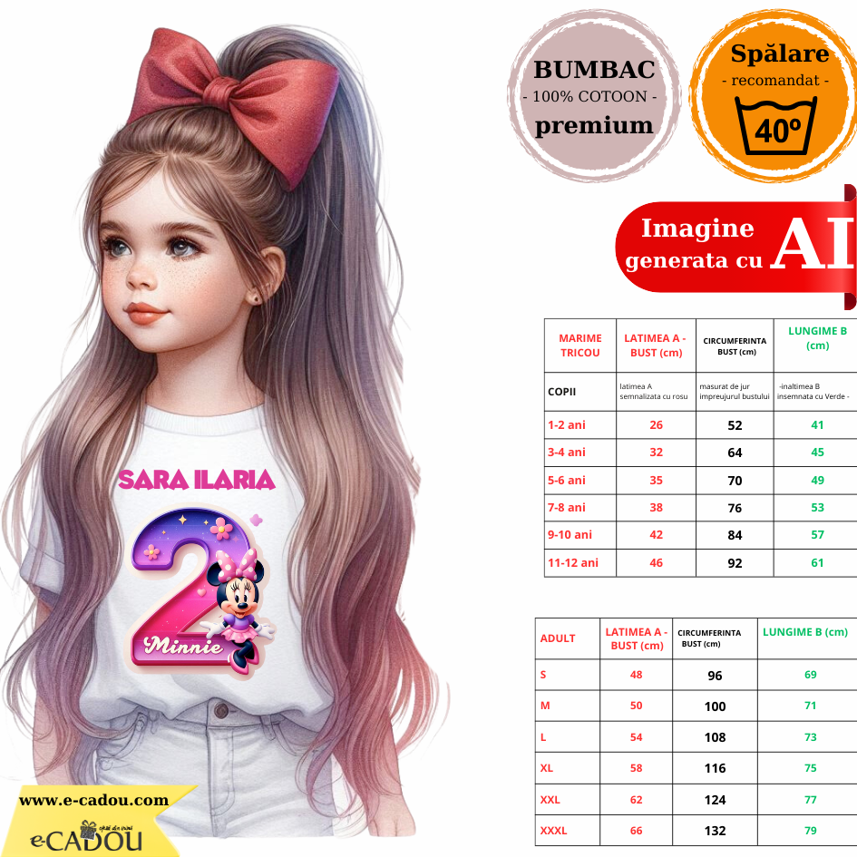 Tricou aniversar personalizat cu Minnie Mouse  TAMM1012.5