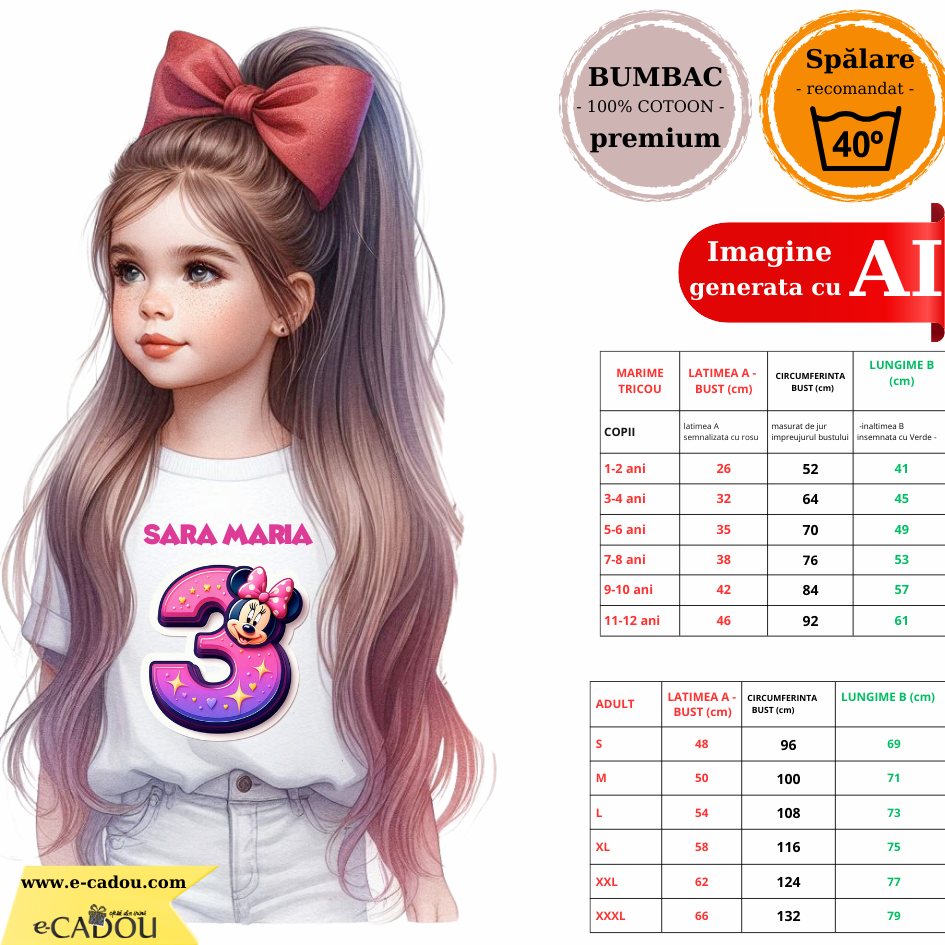 Tricou aniversar personalizat 3 ani cu Minnie Mouse  TAMM1012.6