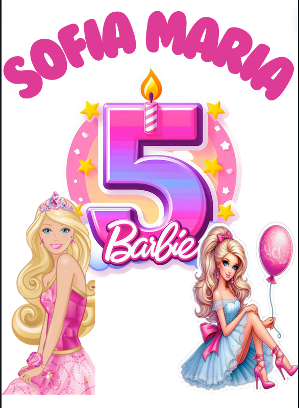 Tricou aniversar  personalizat cu papusa Barbie  TAN1011_5.6 Sofia Maria