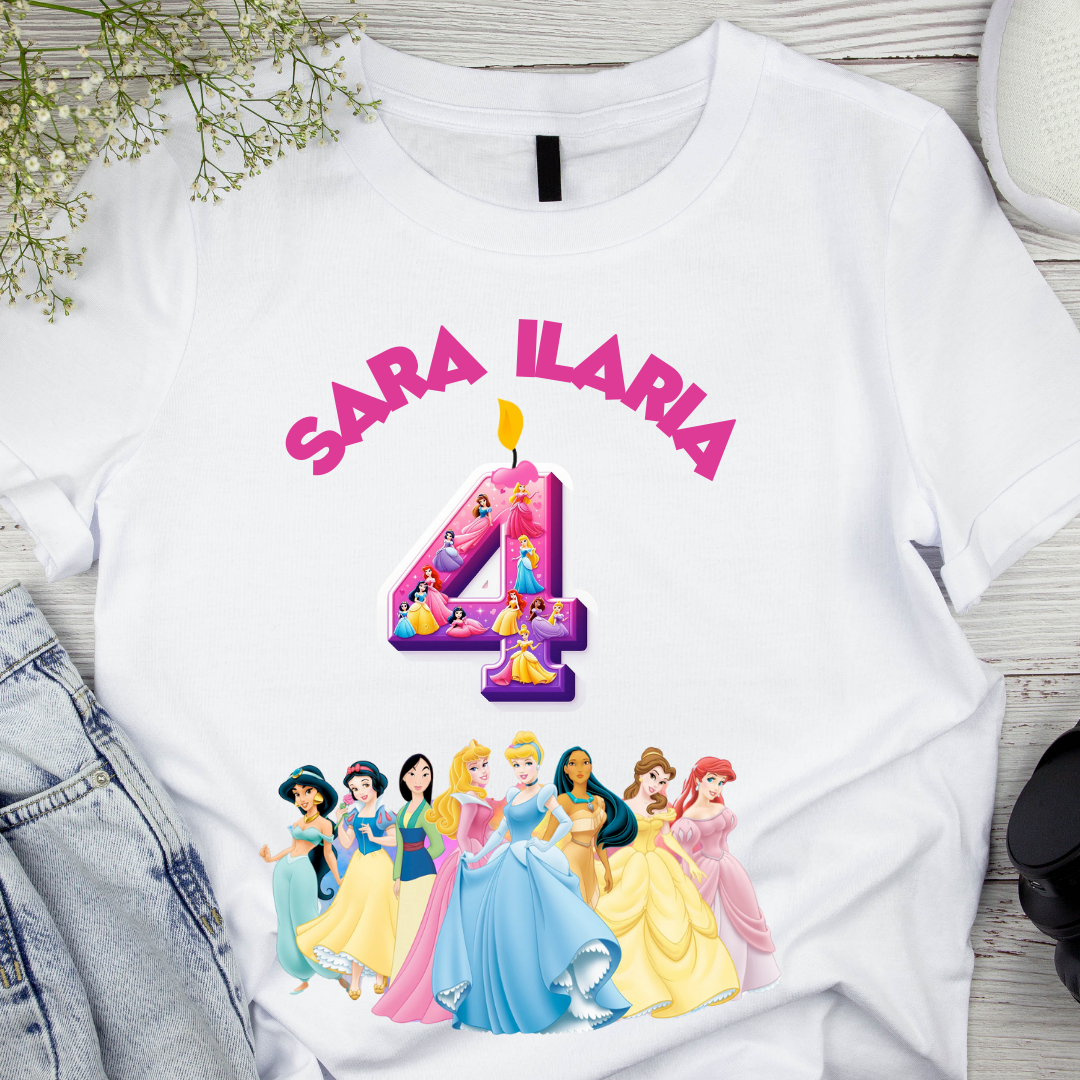 Tricou aniversar  personalizat cu printese  si crifra aniversara TAN1012