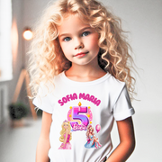 Tricou aniversar  personalizat cu papusa Barbie  TAN1011_5.6 Sofia Maria