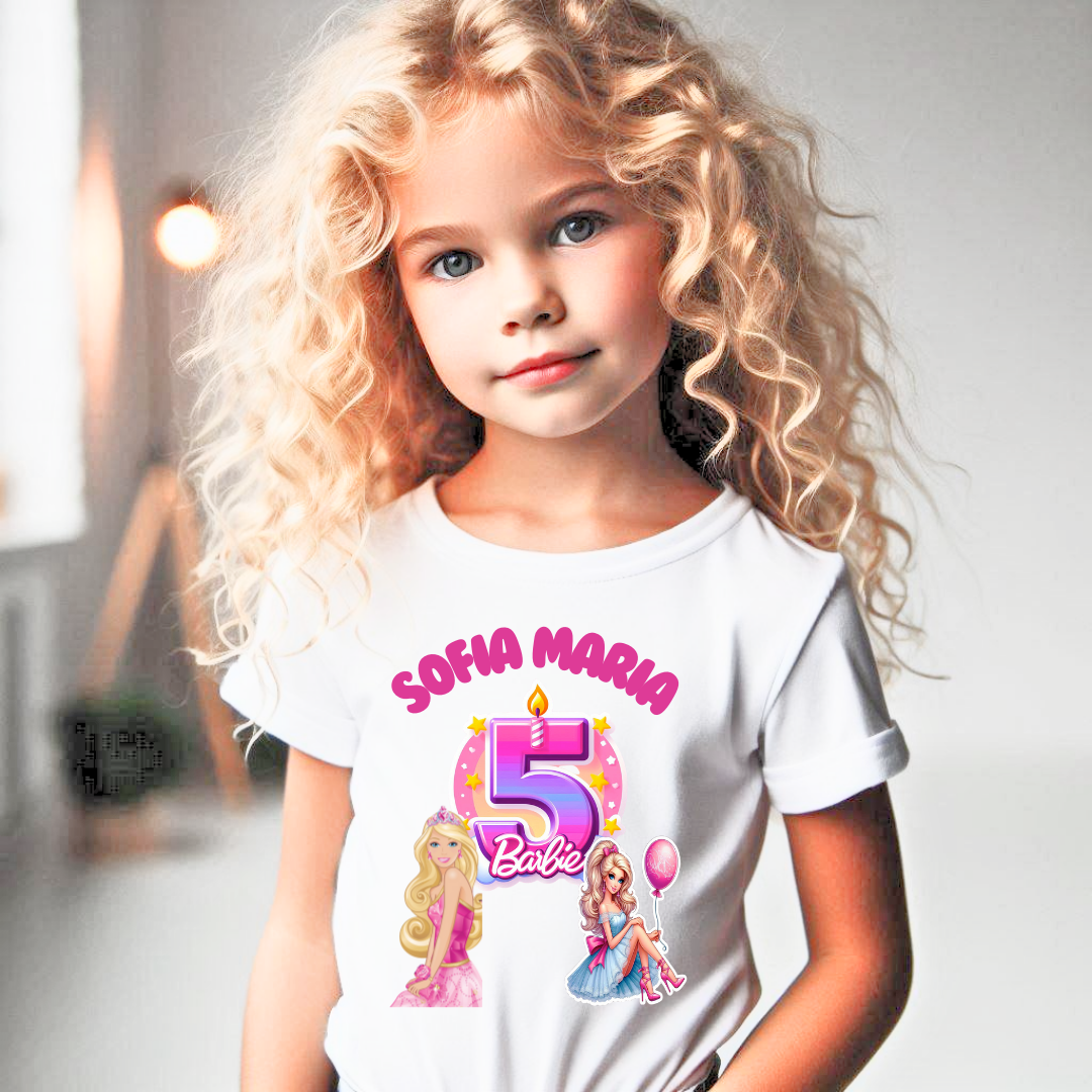 Tricou aniversar  personalizat cu papusa Barbie  TAN1011_5.6 Sofia Maria