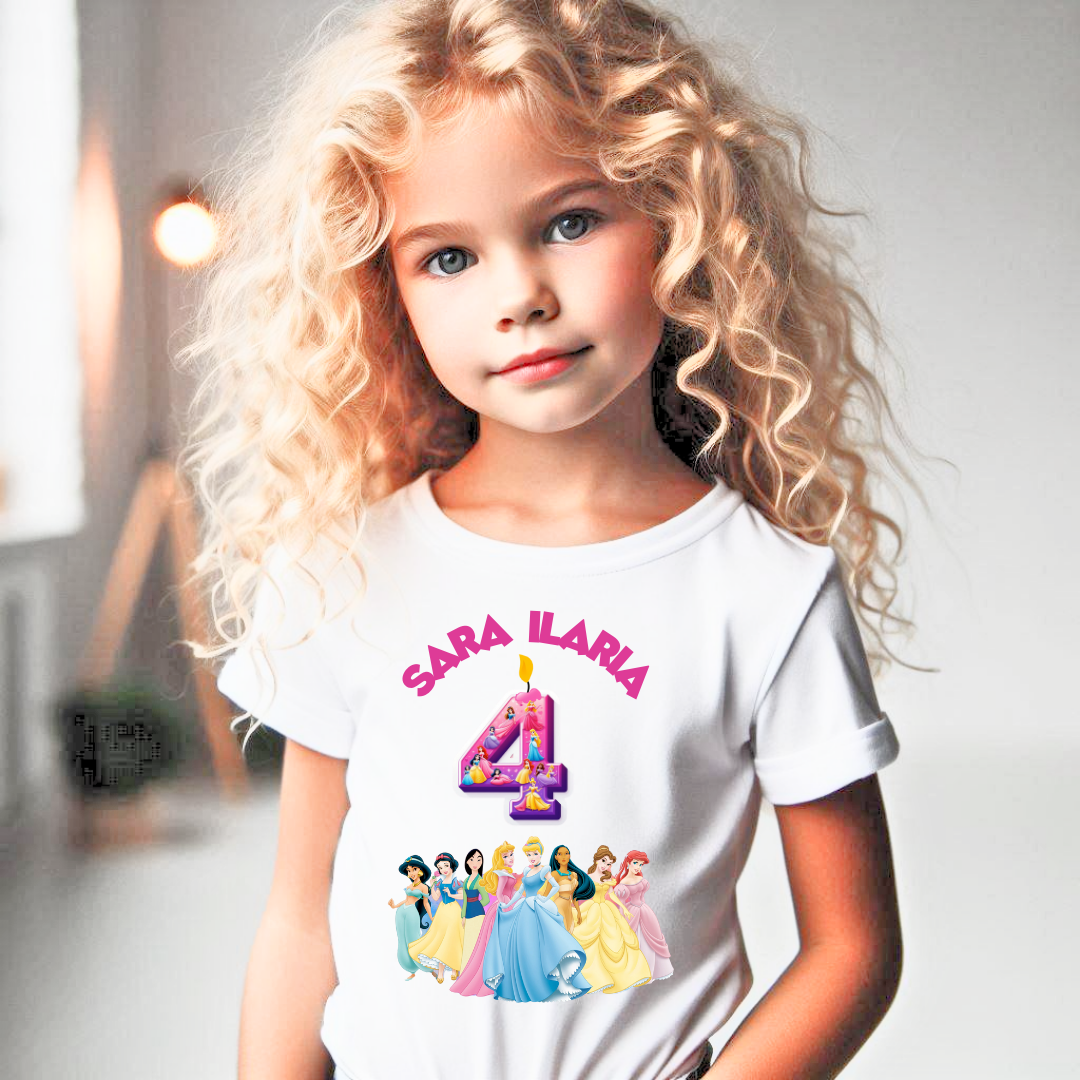 Tricou aniversar  personalizat cu printese  si crifra aniversara TAN1012