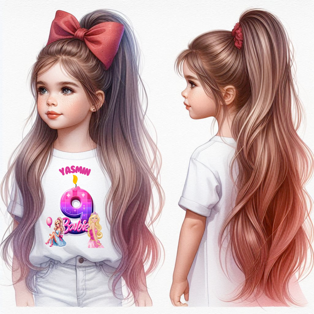 Tricou aniversar personalizat BARBIE crifra aniversara TAN1013