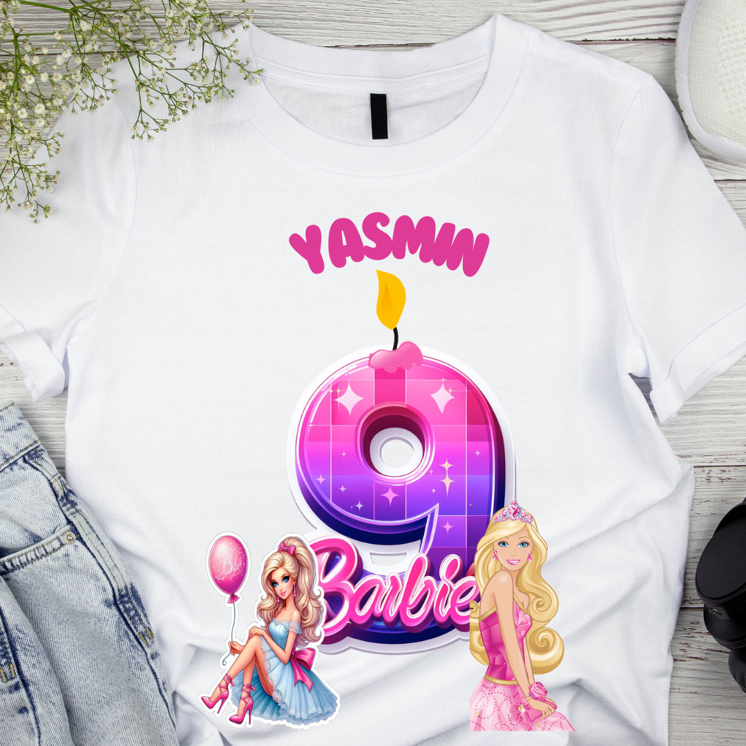 Tricou aniversar personalizat BARBIE crifra aniversara TAN1013