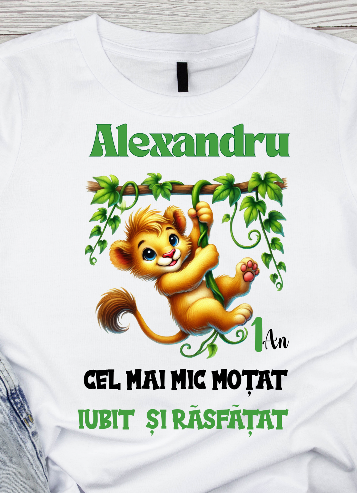 Tricouri Family Aniversare Personalizat pentru mot – Cadou Haios pentru Copii și Părinți | Model Tematic Jungla WILD One
