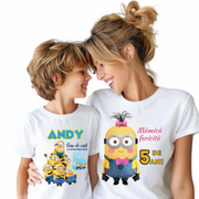 Tricou Aniversare Personalizat cu Minion – Cadou Haios pentru Copii și Părinți | Model Tematic cu Vârsta și Nume