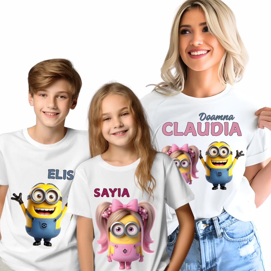 Tricou scolar personalizat pentru profesori și elevi tematica Minioni
