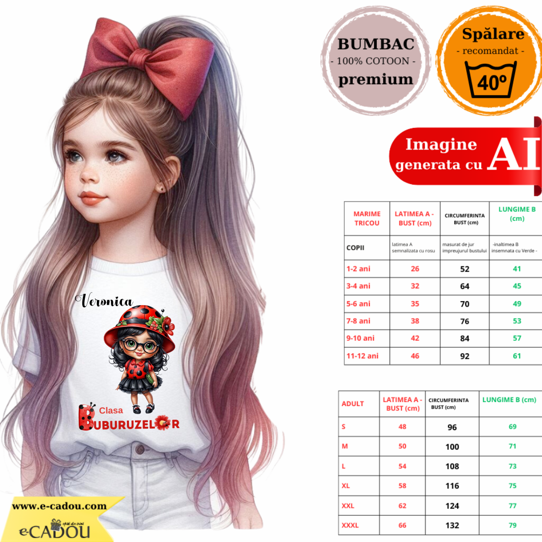 Tricou Clasa buburuzelor  elevi clasa 4 sau gradinita  ABS1068.2