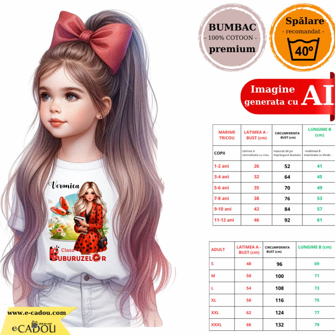 Tricou Doamna la Clasa buburuzelor  pentru scoala sau gradinita  ABS1068.3