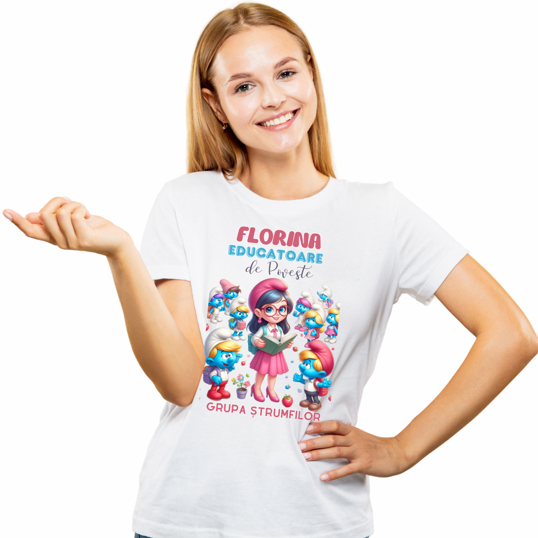 Tricou Doamna educatoare la Clasa strumfilor  pentru scoala sau gradinita  ABS1068.51