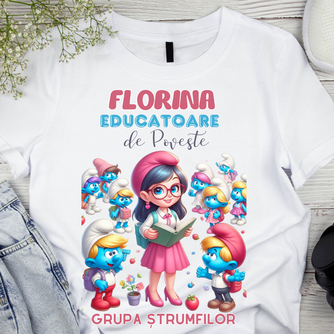 Tricou Doamna educatoare la Clasa strumfilor  pentru scoala sau gradinita  ABS1068.51