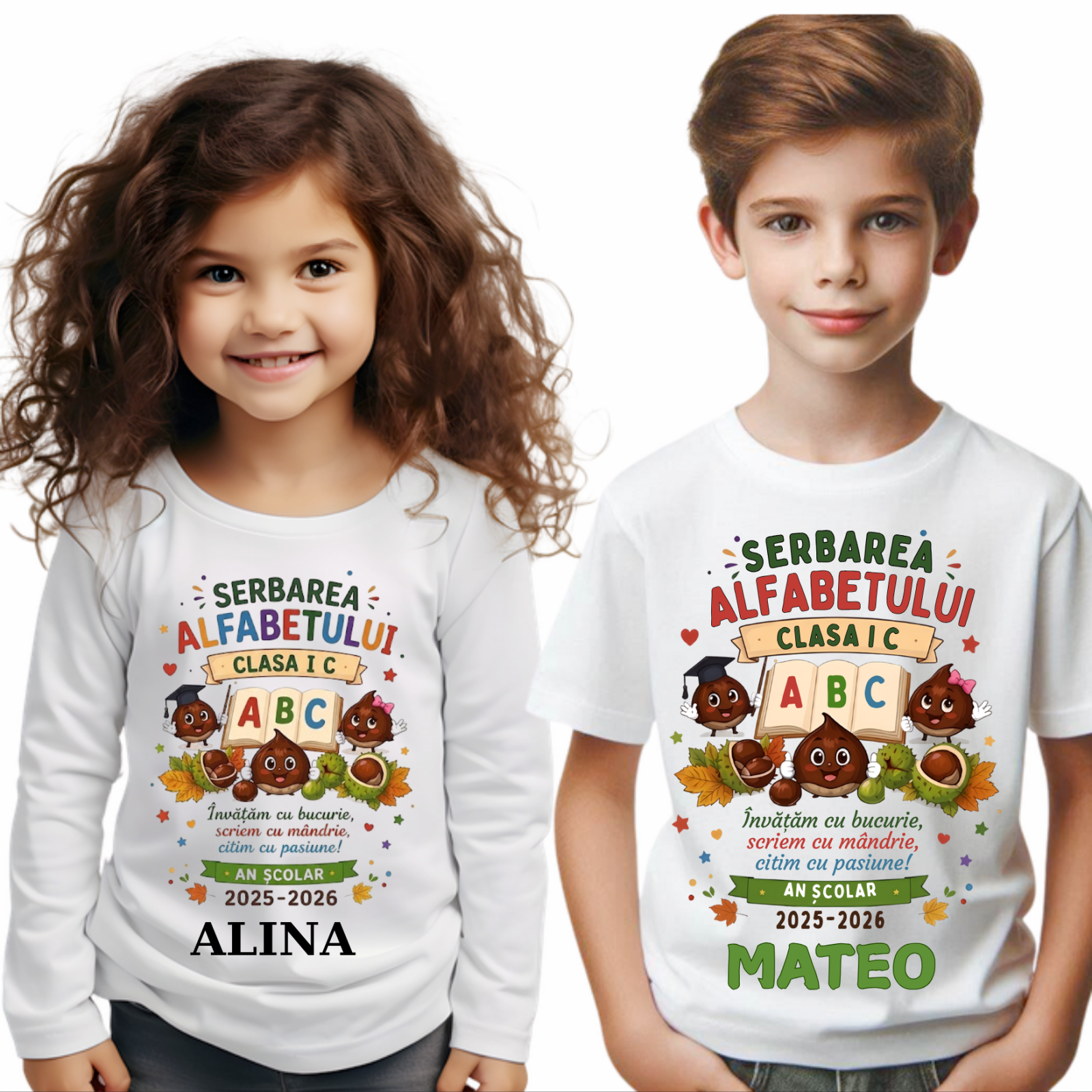 Tricou Serbarea alfabetului  Personalizat – Bumbac 100% pentru Copii și Profesori