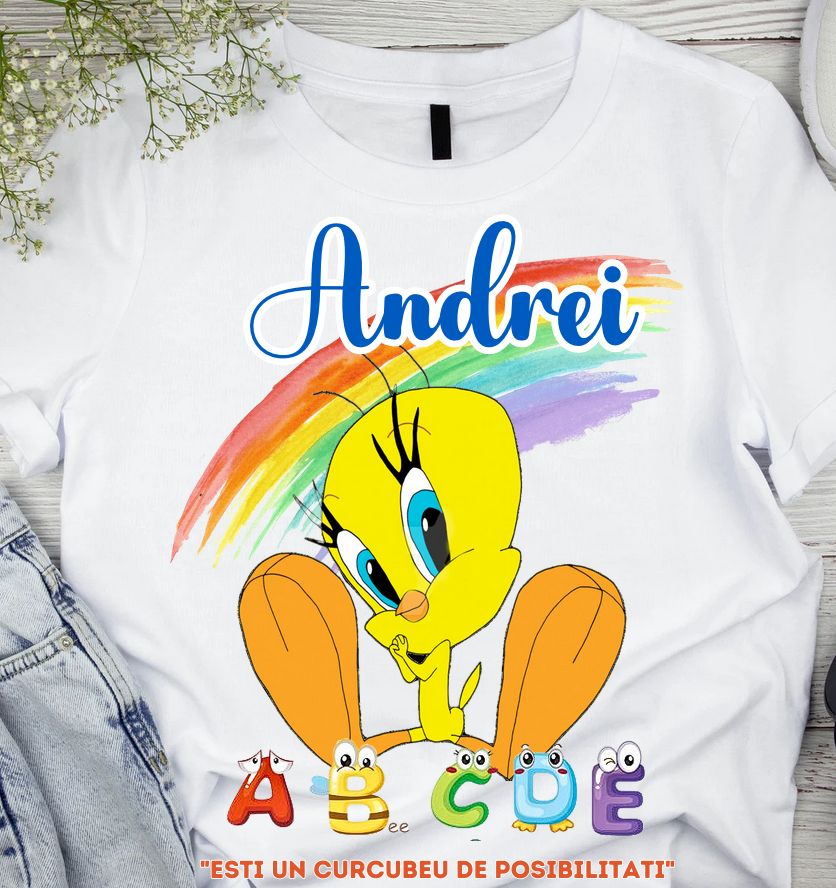Tricou Clasa puisorilor Tweety pentru scoala sau gradinita
