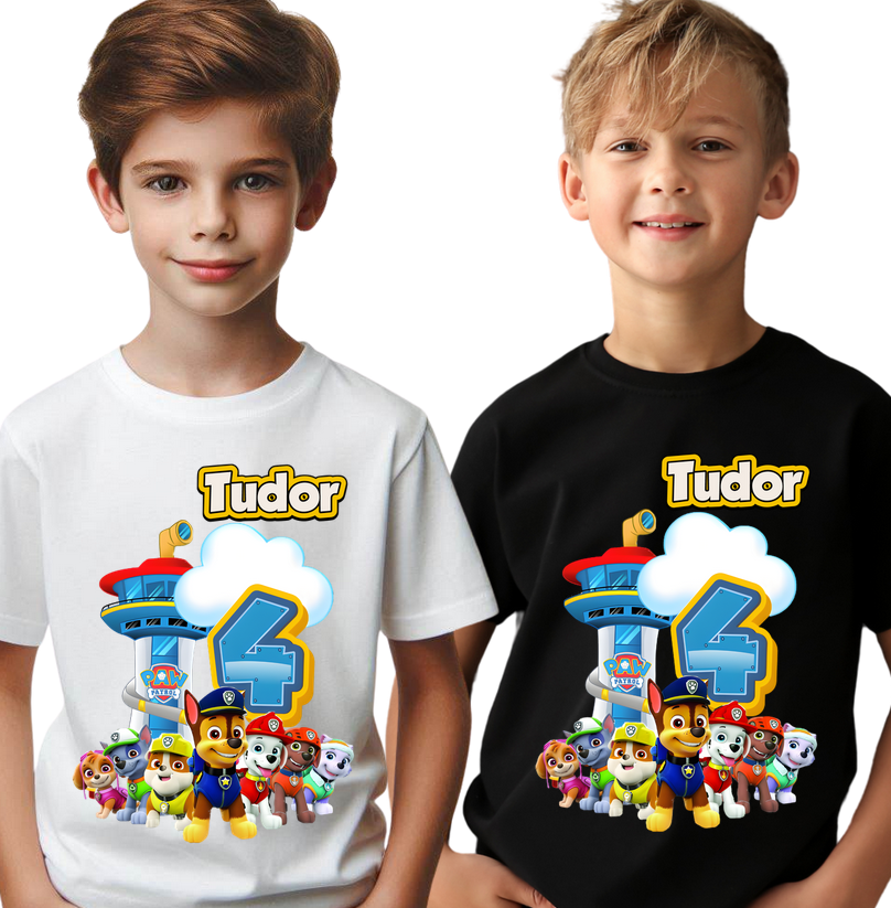 Tricou Copii Patrula catelusilor PAW PATROL cu Cifră Aniversară | Cadou Personalizat e-CADOU - Copie