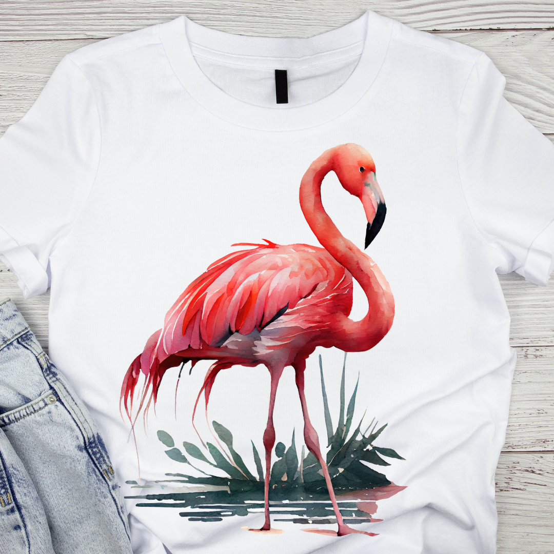 Tricou copii sau adulti din bumbac model Flamingo personalizat cu nume  sau poza preferata TC5038