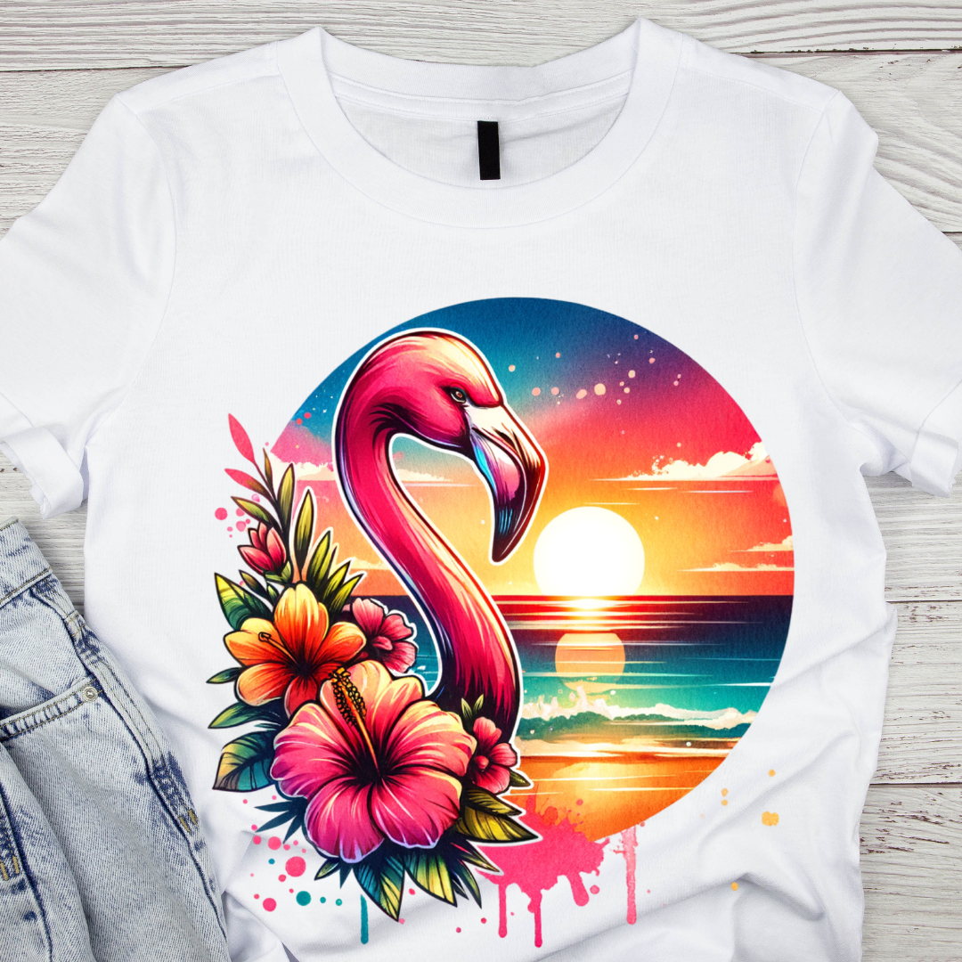 Tricou copii sau adulti din bumbac model Flamingo personalizat cu nume  sau poza preferata TC5044 - Copie