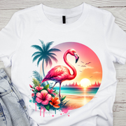 Tricou copii sau adulti din bumbac model Flamingo personalizat cu nume  sau poza preferata TC5045