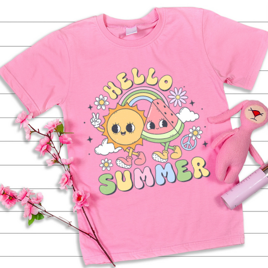 Tricou copii sau adulti din bumbac model SUMMER vibe personalizat cu nume  sau poza preferata TC5050