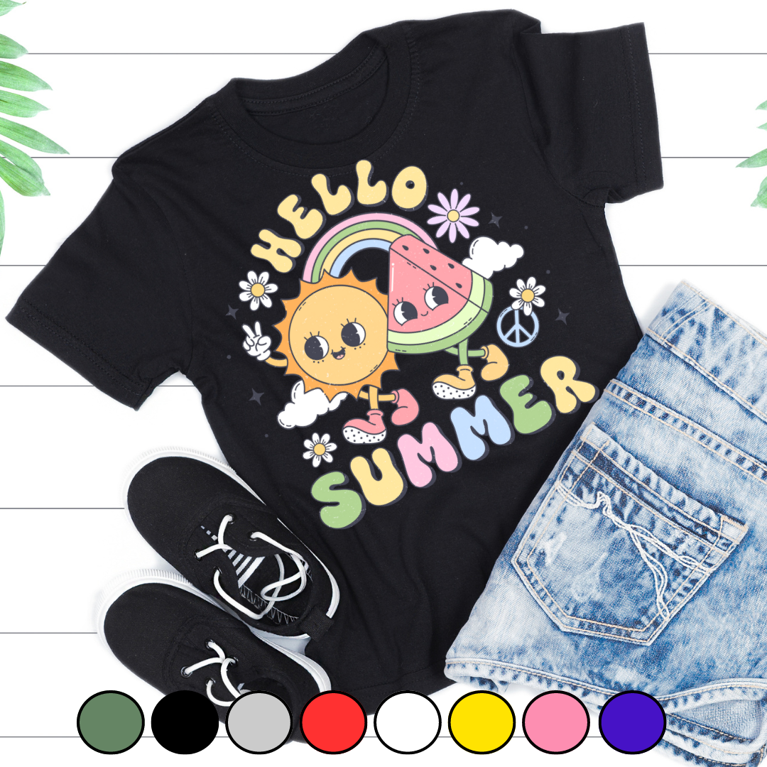 Tricou copii sau adulti din bumbac model SUMMER vibe personalizat cu nume  sau poza preferata TC5050