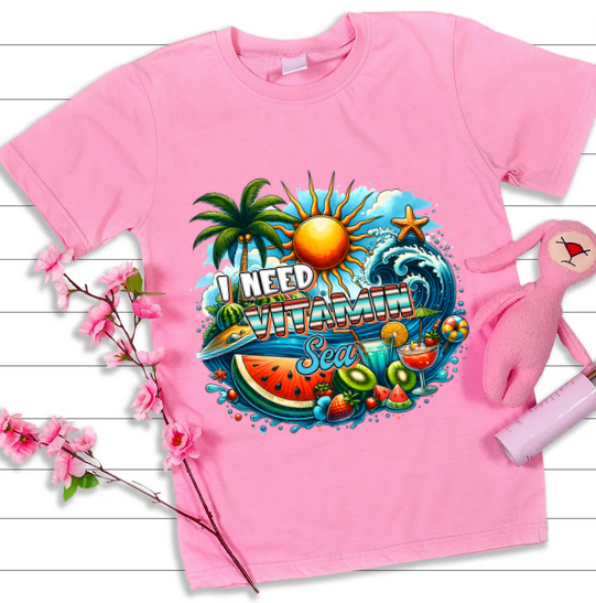 Tricou copii sau adulti din bumbac model SUMMER vibe personalizat cu nume  sau poza preferata TC5054