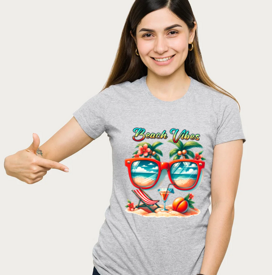 Tricou copii sau adulti din bumbac model SUMMER vibe personalizat cu nume  sau poza preferata TC5055