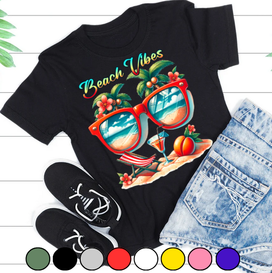 Tricou copii sau adulti din bumbac model SUMMER vibe personalizat cu nume  sau poza preferata TC5055