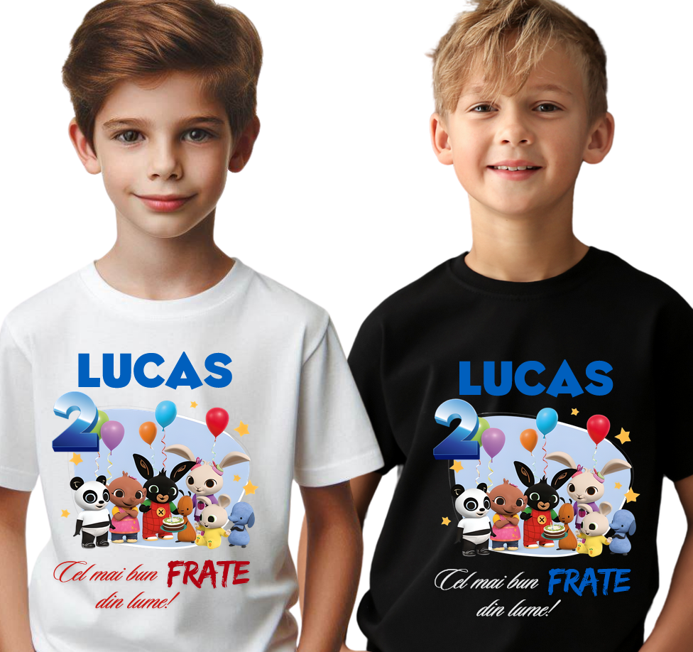 Tricou Copii Bing Bunny cu Cifră Aniversară | Cadou Personalizat e-CADOU