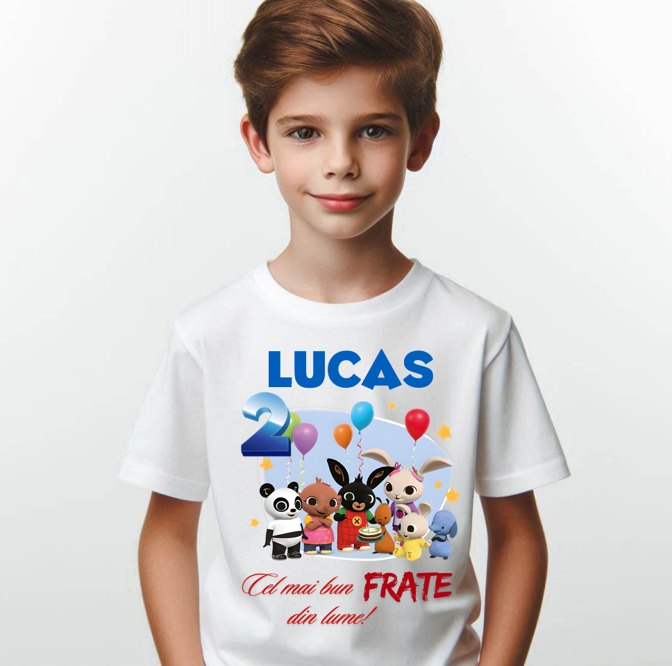 Tricou Copii Bing Bunny cu Cifră Aniversară | Cadou Personalizat e-CADOU