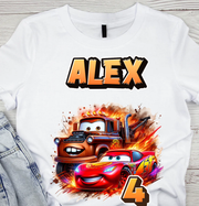 Tricou cu  Masina Mc Queen cu Cifră Aniversară Official| Cadou Personalizat e-CADOU