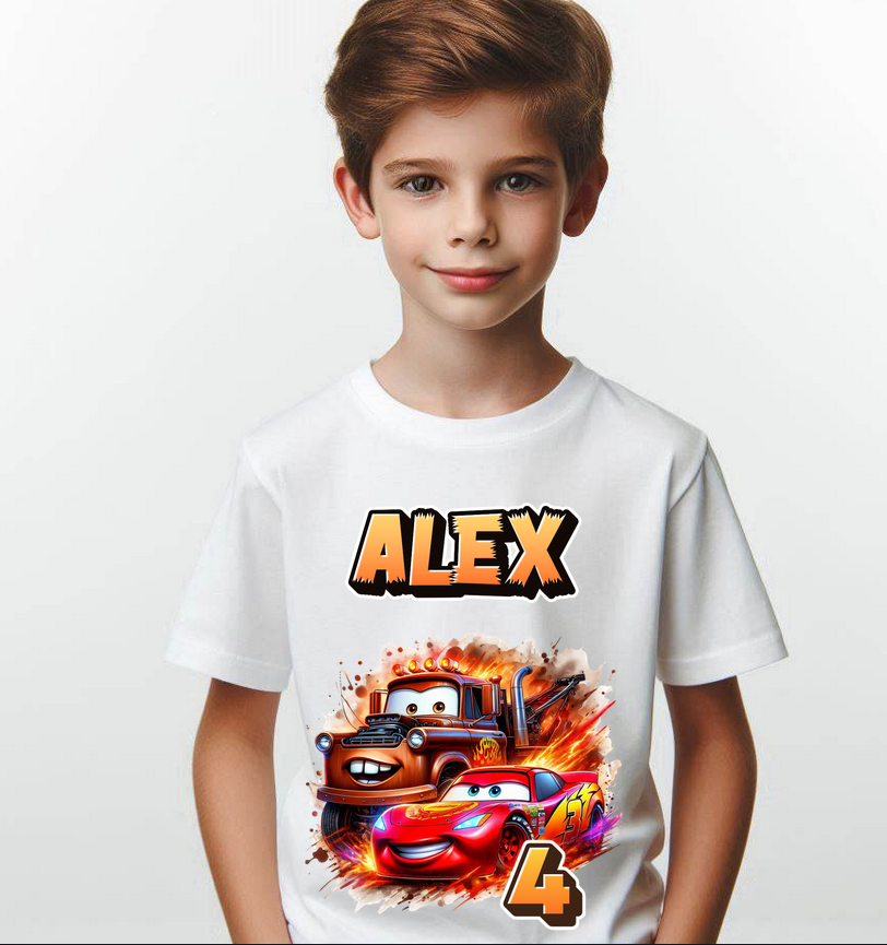 Tricou cu  Masina Mc Queen cu Cifră Aniversară Official| Cadou Personalizat e-CADOU