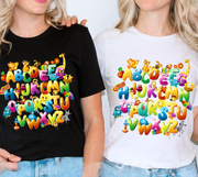 Tricou de scoala cu literele alfabetului– cadou personalizat pentru profesori sau elevi