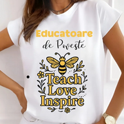 Tricou scoala pentru Doamna la Grupa albinutelor– cadou personalizat pentru profesori
